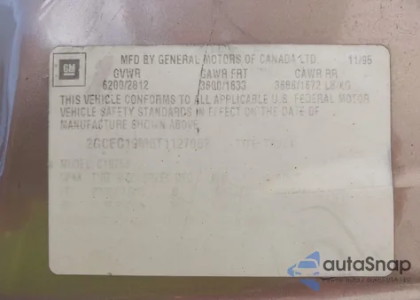 1996 Chevrolet Gmt-400 C1500 из США, поврежденный, VIN 2GCEC19M6T1127062